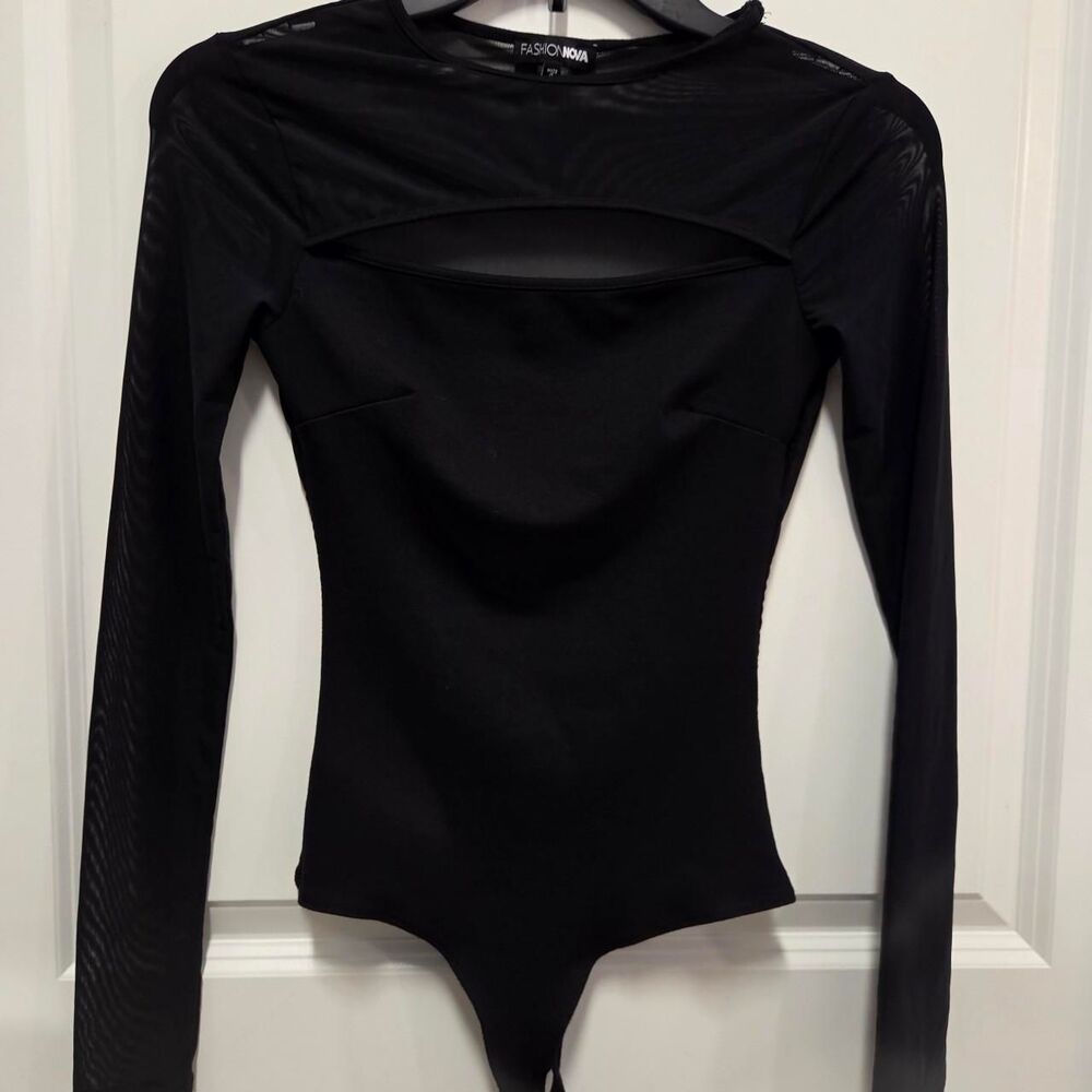 Women's Sheer Black Bodysuit